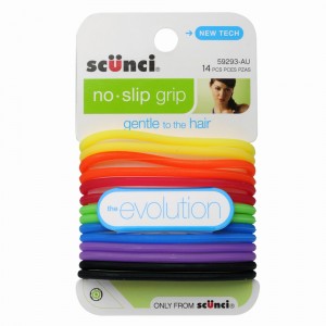 Scunci No Slip Grip Coloured Gel Hair Elastics – 14pk 